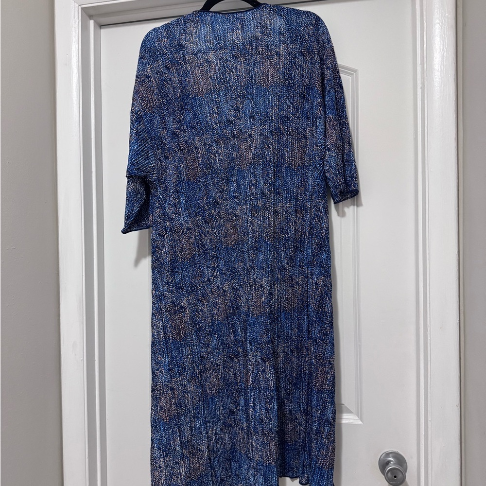 Blue Patterned Open Front Cardigan - image 6